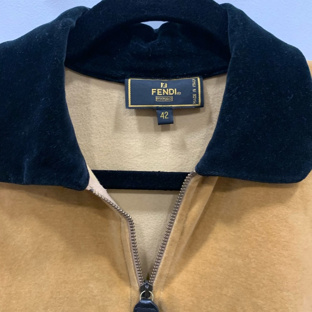 Vintage Archive Fendi Pullover Polo Velour Logo Top 8 42 - Picture 3 of 14